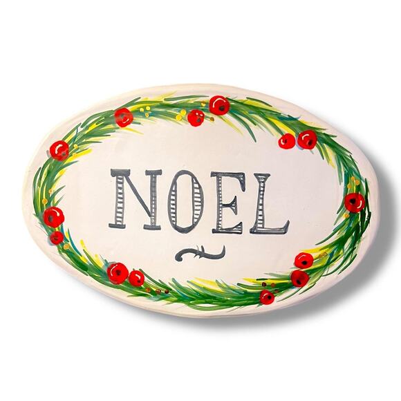 NOEL Sign or Ceramic Plaque trimmed in Evergreen & Berry Design - Picture 6 of 11